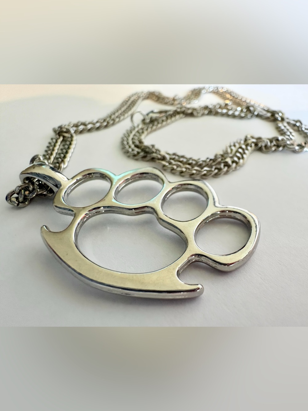 Fight Me - Silver ‘Brass’ Knuckles Pendant Necklace